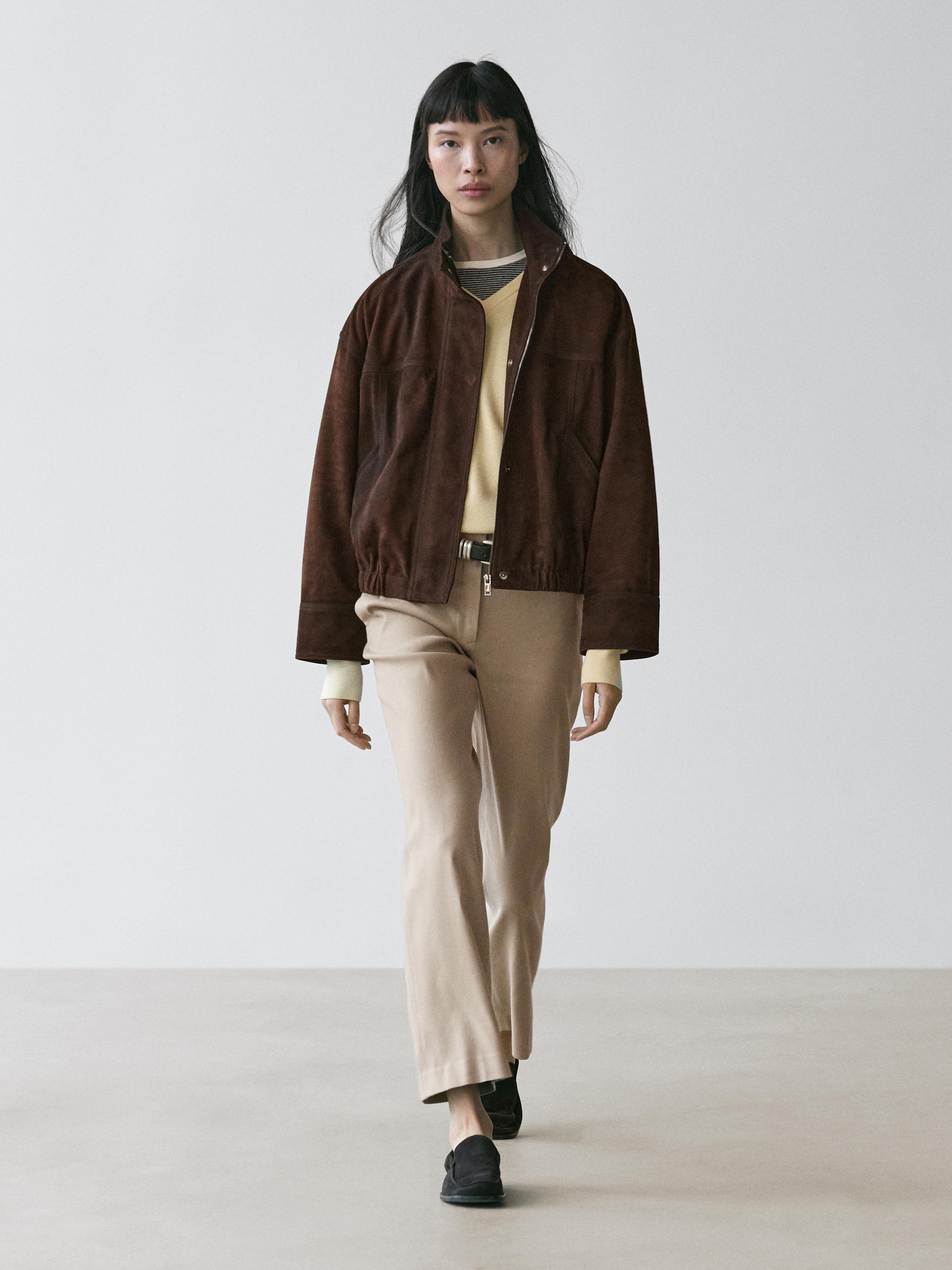 Straight-leg linen blend trousers